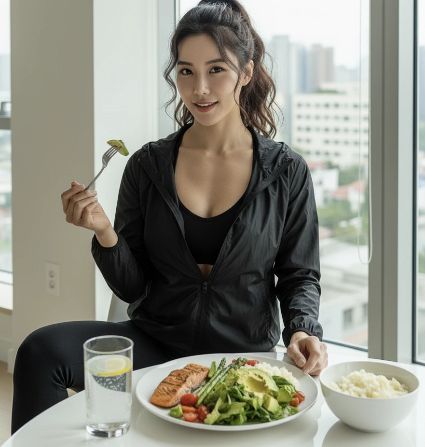 운동 후 케톤식단으로 밥을 먹고 있는 트레이너