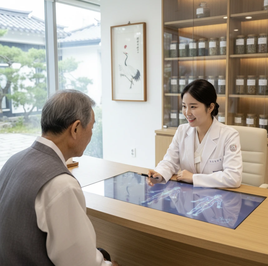 태양인 남자 특징을 설명중인 한의사